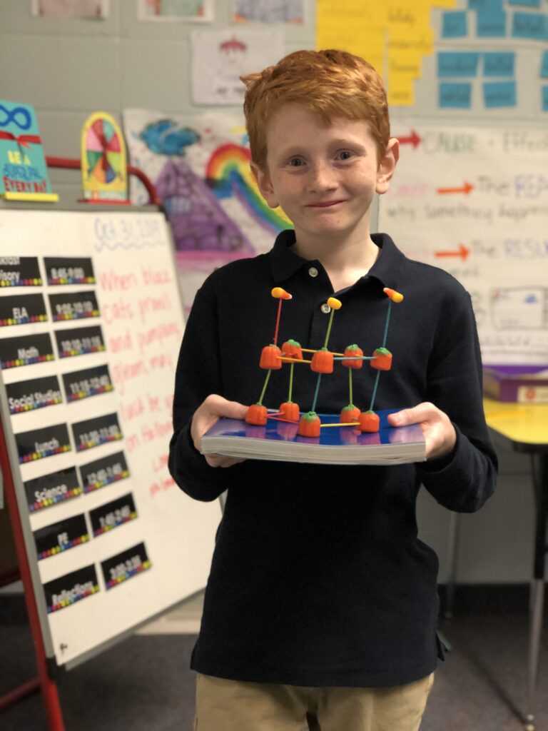 boy with science model